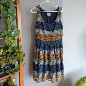 Anthropologie Maeve Crochet Colorblock Dress, Size Small